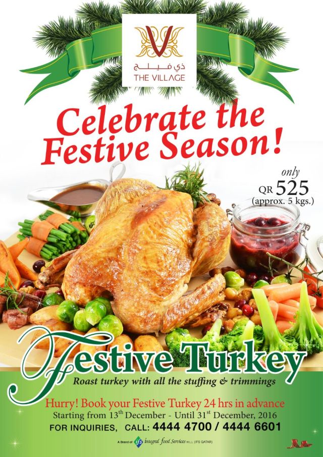 Flyer for Festive Turkey takeout from the Village Restaurant